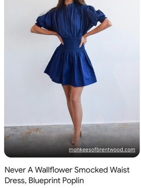 Never A Wallflower Smocked Waist Mini Dress - Blueprint Blue